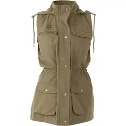 Ladies Heritage Sleeveless Utility Jacket Khaki Front